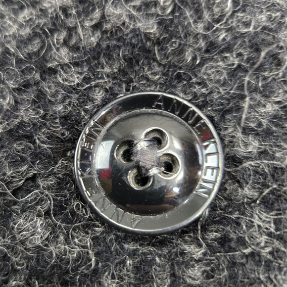Y2K Anne Klein Charcoal Gray Wool Blend Button Front Peacoat Overcoat Size XXL - Picture 6 of 11